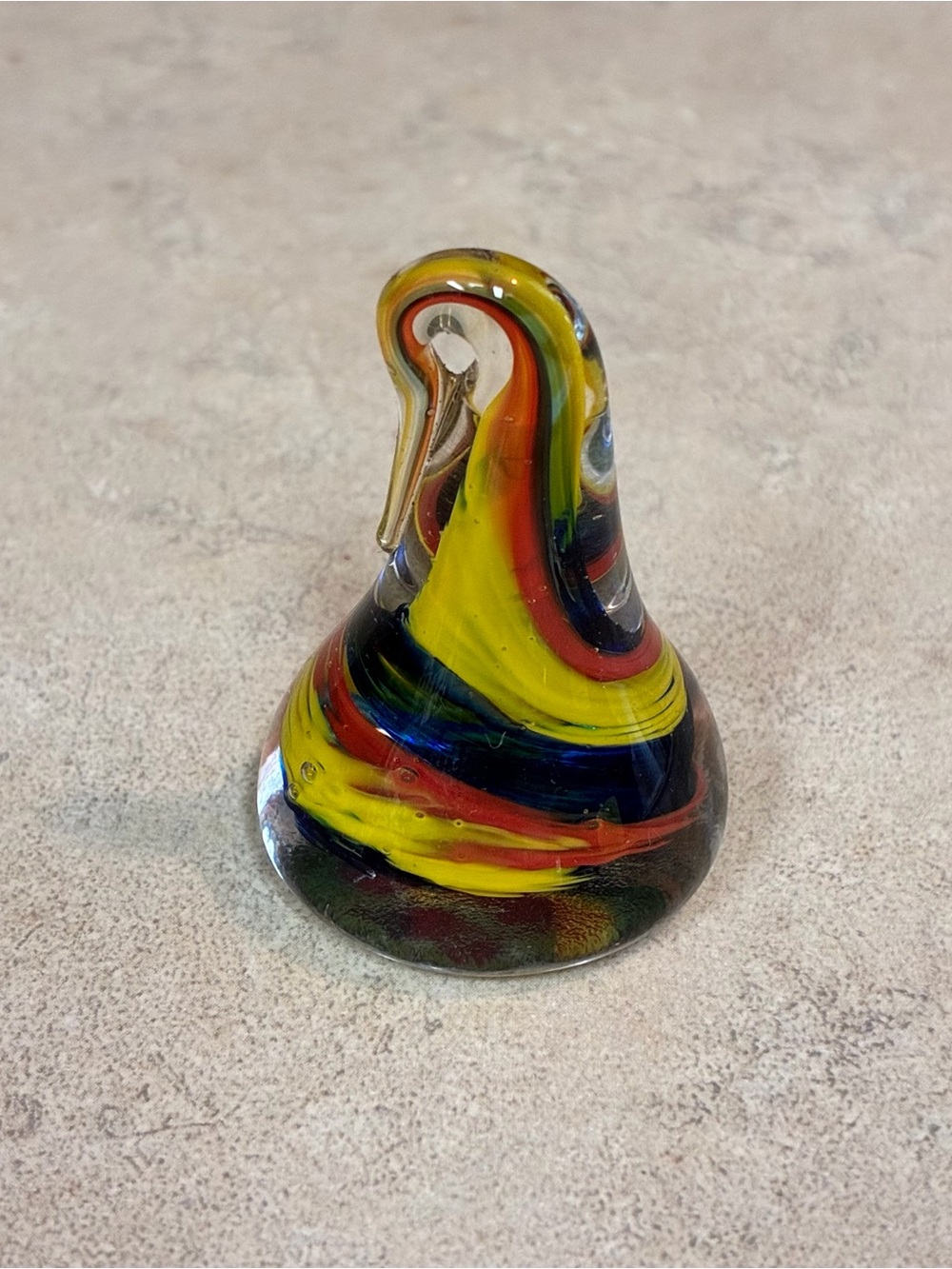 HandBlown Art Glass Teardrop Candy Kiss Shape Figurine Paperweight 1.5” Colorful